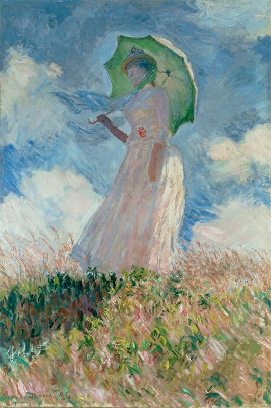 Frau mit Sonnenschirm nach links, 1886 | Claude Monet
