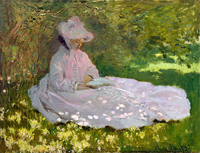 Springtime (The Reader), 1872 | Claude Monet | Giclée Leinwand Kunstdruck