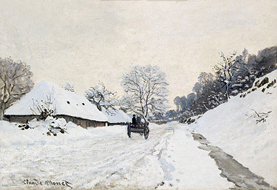 The Cart (Road under Snow at Honfleur), 1865 | Claude Monet | Giclée Leinwand Kunstdruck