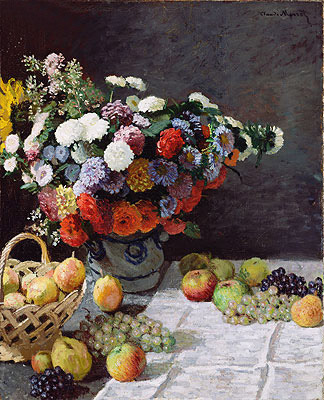 Still Life with Flowers and Fruit, 1869 | Claude Monet | Giclée Leinwand Kunstdruck