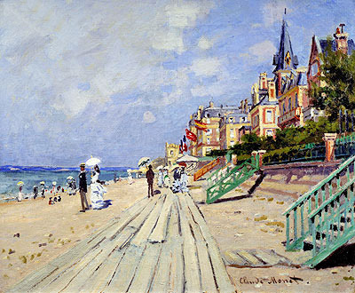The Boardwalk at Trouville, 1870 | Claude Monet | Giclée Leinwand Kunstdruck