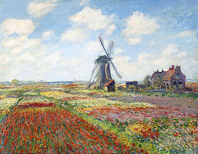 Tulip Fields with the Rijnsburg Windmill, 1886 | Claude Monet | Giclée Canvas Print