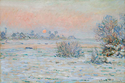 Winter Sun, Lavacourt (Snowy Landscape at Twilight), c.1879/80 | Claude Monet | Giclée Leinwand Kunstdruck