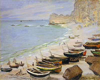 Boats on the Beach at Etretat, 1883 | Claude Monet | Giclée Leinwand Kunstdruck