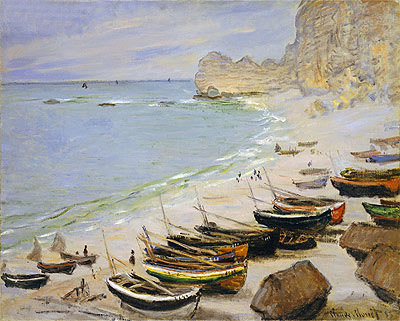 Boats on the Beach at Etretat, 1883 | Claude Monet