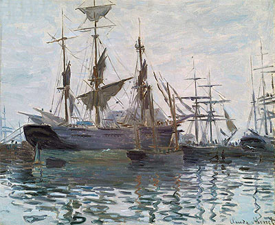 Ships in a Harbor, c.1873 | Monet | Giclée Canvas Print