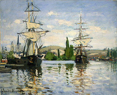 Claude Monet | Ships Riding on the Seine at Rouen, c.1872/73 | Giclée Canvas Print