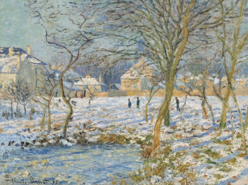 Der Teich, Schneeeffekt, c.1874/75 | Claude Monet | Giclée Leinwand-Kunstdruck