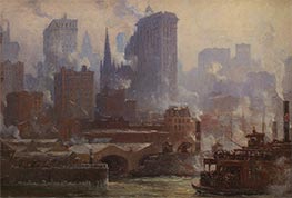 The Wall Street Ferry Slip (The Ferries, New York) | Colin Campbell Cooper | Painting Reproduction