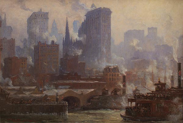 The Wall Street Ferry Slip (The Ferries, New York), 1904 | Colin Campbell Cooper | Giclée Canvas Print