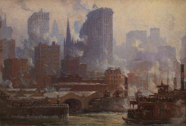 The Wall Street Ferry Slip (The Ferries, New York), 1904 | Colin Campbell Cooper
