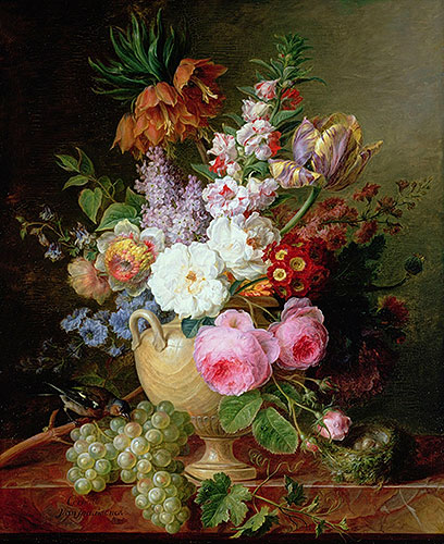 Cornelis van Spaendonck | Still Life with Flowers and Grapes, 1824 | Giclée Canvas Print