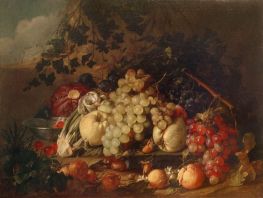 Still Life with Fruit and Vegetables in a Landscape, n.d. by Cornelis de Heem | Canvas Print