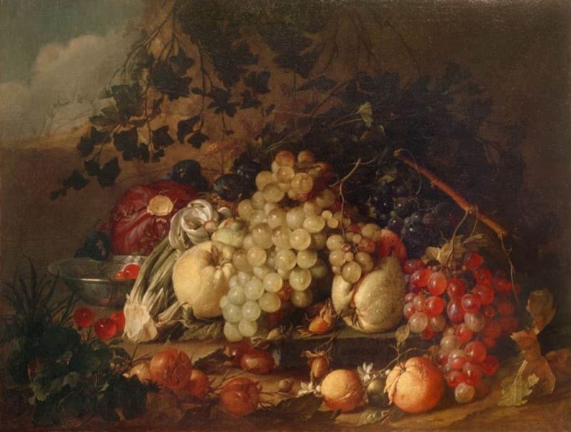 Still Life with Fruit and Vegetables in a Landscape, n.d. | Cornelis de Heem | Giclée Canvas Print