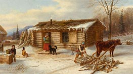 Habitant Homestead in Winter, c.1860 von Cornelius Krieghoff | Leinwand Kunstdruck