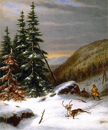 Cornelius Krieghoff | Indians Hunting a Caribou | Giclée Canvas Print