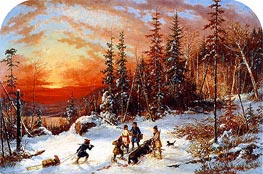 Death of the Moose at Sunset, Lake Famine South of Quebec | Cornelius Krieghoff | Gemälde Reproduktion