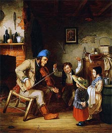 Fiddler and Boy Doing Jig, 1852 von Cornelius Krieghoff | Leinwand Kunstdruck