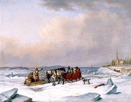 The Ice Bridge at Longue-Pointe, c.1848 von Cornelius Krieghoff | Leinwand Kunstdruck