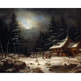 White Horse Inn by Moonlight | Cornelius Krieghoff