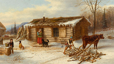 Habitant Homestead in Winter, c.1860 | Cornelius Krieghoff | Giclée Leinwand Kunstdruck