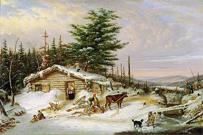 Cornelius Krieghoff | Settler's Log House, 1856 | Giclée Canvas Print