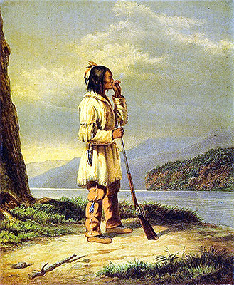 Calling Moose, 'Huron' Indian, c.1868 | Cornelius Krieghoff | Giclée 