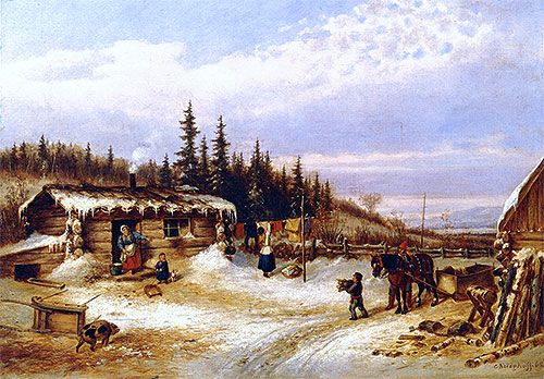 Log Hut on the St. Maurice, 1862 | Cornelius Krieghoff | Giclée Canvas Print