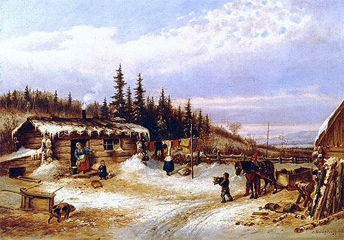 Log Hut on the St. Maurice, 1862 | Cornelius Krieghoff