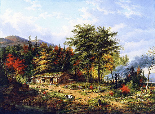 Clearing Land near the St. Maurice River, 1860 | Cornelius Krieghoff | Giclée Leinwand Kunstdruck