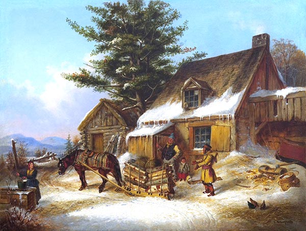 Bargaining for a Load of Wood, 1860 | Cornelius Krieghoff | Giclée Canvas Print