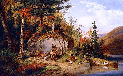 Cornelius Krieghoff | Canadian Autumn, View on the Road to Lake St. John, 1862 | Giclée Leinwand Kunstdruck
