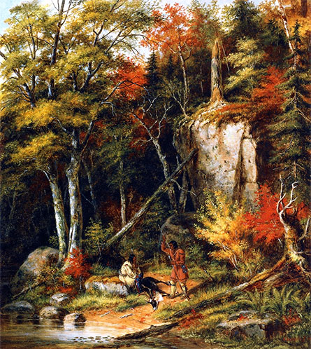 Indian Hunters on the St. Maurice River, 1860 | Cornelius Krieghoff | Giclée Canvas Print
