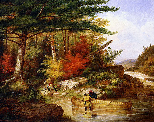 Indians in the Employ of the Hudson's Bay Company at a Portage, 1858 | Cornelius Krieghoff
