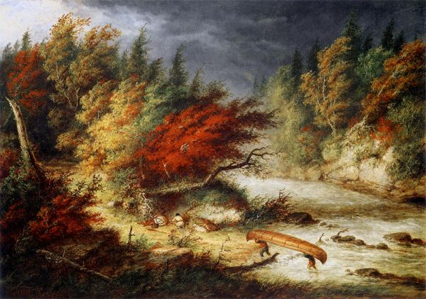 Taking Shelter from the Storm, 1857 | Cornelius Krieghoff | Giclée Leinwand Kunstdruck