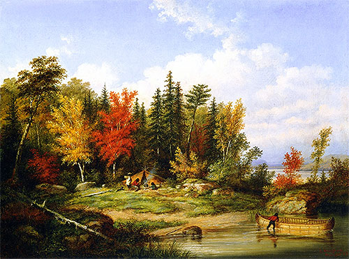The Indian Campsite, 1857 | Cornelius Krieghoff | Giclée Leinwand Kunstdruck