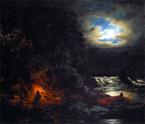 Portage near Falls of Grand'Mere, St. Maurice River, 1855 | Cornelius Krieghoff | Giclée Leinwand Kunstdruck