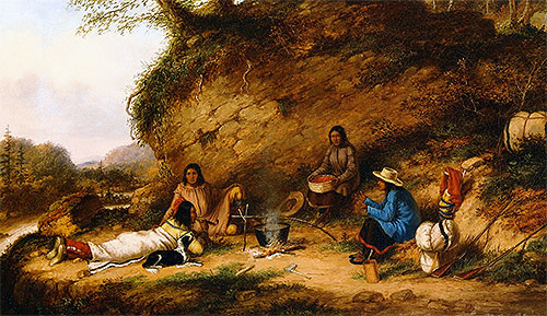 Indian Encampment at Big Rock, c.1853 | Cornelius Krieghoff | Giclée Canvas Print