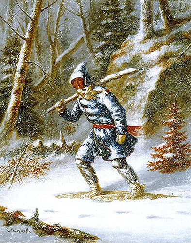 Hunter in a Blizzard, c.1858 | Cornelius Krieghoff | Giclée Leinwand Kunstdruck