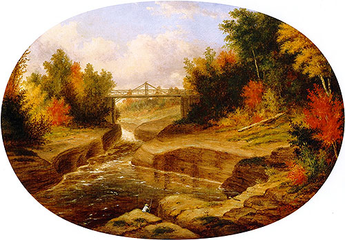Cornelius Krieghoff | Dery's Bridge, Salmon Leap, Jacques Cartier River, 1863 | Giclée Canvas Print