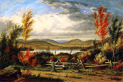 Lac Laurent: Autumn, 1862 | Cornelius Krieghoff | Giclée Leinwand Kunstdruck