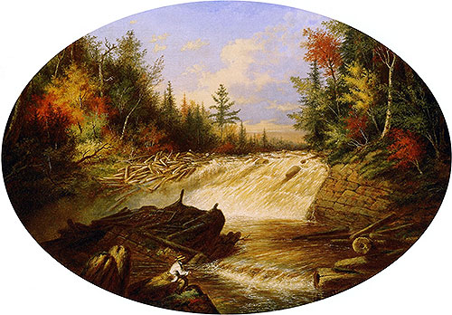 Jam of Sawlogs, Shawinigan Falls, 1861 | Cornelius Krieghoff | Giclée Leinwand Kunstdruck