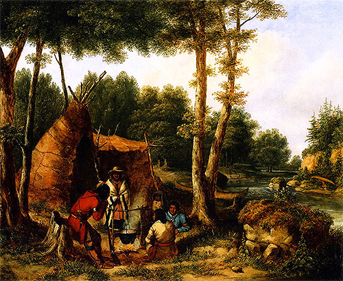 Indian Encampment by a River, c.1850 | Cornelius Krieghoff | Giclée Canvas Print