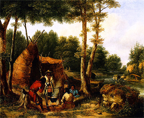 Indian Encampment by a River, c.1850 | Cornelius Krieghoff