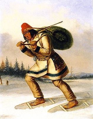 Indian Trapper on Snowshoes, c.1849 | Cornelius Krieghoff | Giclée Leinwand Kunstdruck