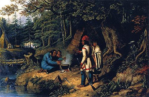 A Caughnawaga Indian Encampment, c.1848 | Cornelius Krieghoff | Giclée Leinwand Kunstdruck