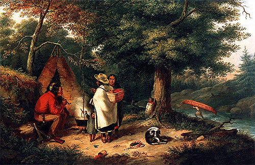 Cornelius Krieghoff | Caughnawaga Indian Encampment at a Portage, c.1844 | Giclée Canvas Print