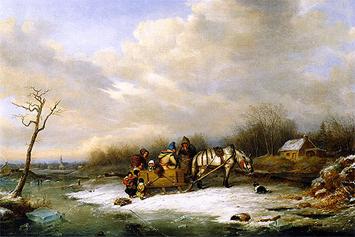 Habitant Family with Horse and Sleigh, 1850 | Cornelius Krieghoff