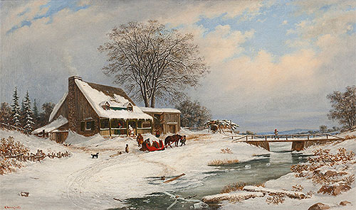 Visitors in Winter, 1854 | Cornelius Krieghoff | Giclée Leinwand Kunstdruck