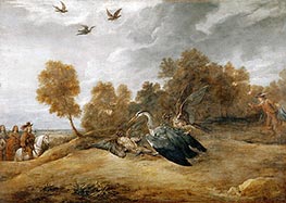 Archduke Leopold Wilhelm Hunting Herons with Falcons, n.d. von David Teniers | Giclée-Kunstdruck